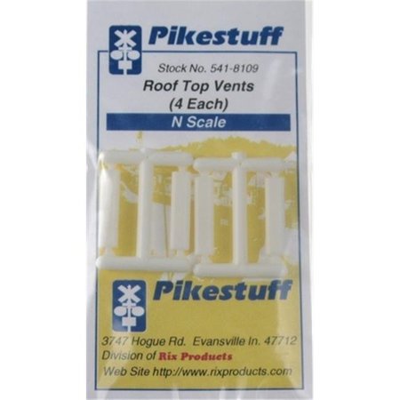 PIKESTUFF PikeStuff PKS8109 Roof Top Vents; Each 4 - N Scale Model Railroad Building PKS8109